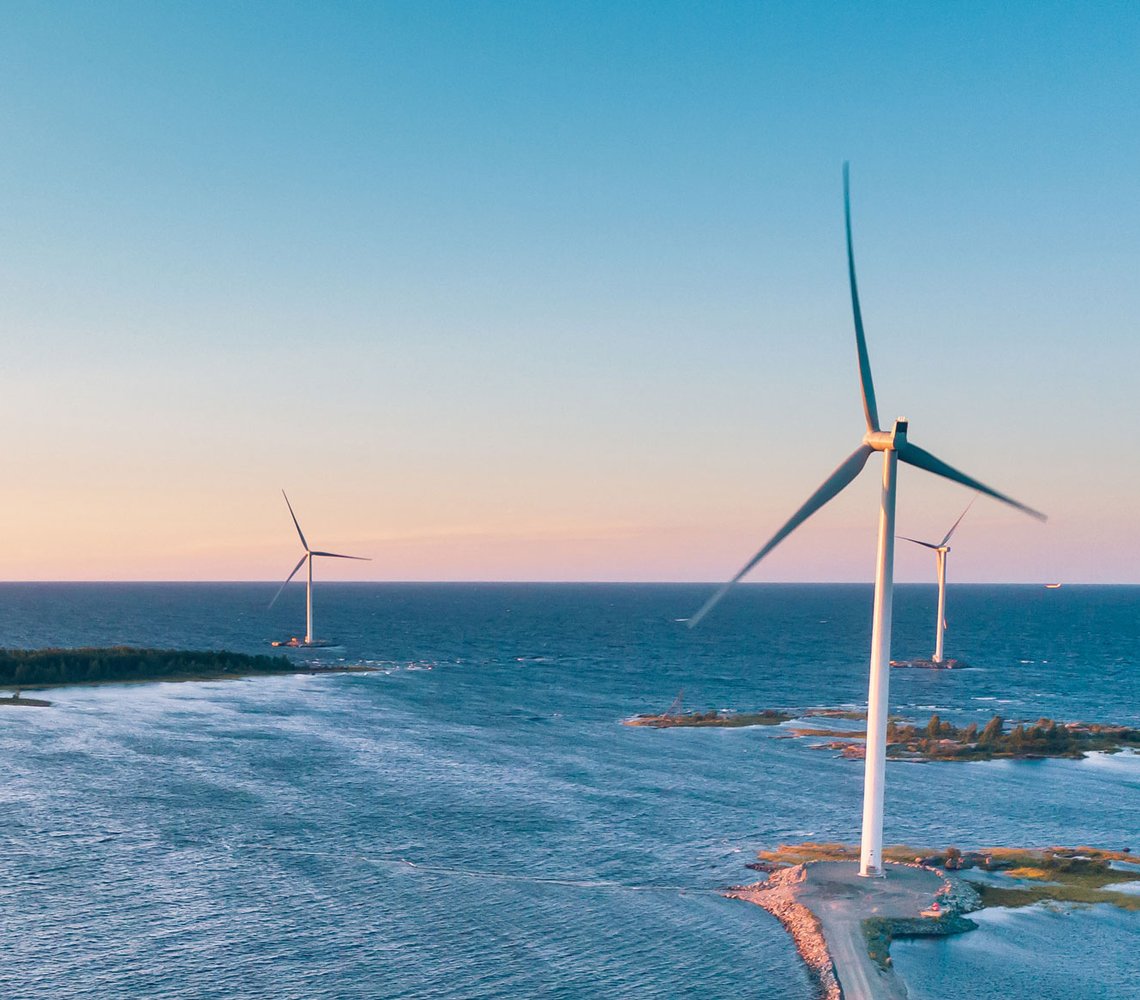 Wind turbines at open sea