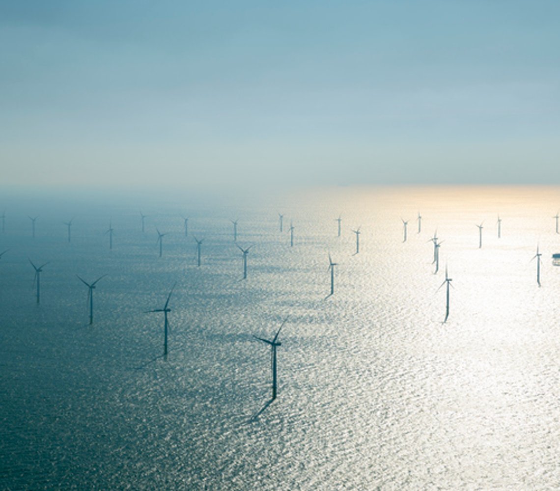 Offshore windfarm, north of Island of Ameland, Friesland, Netherlands