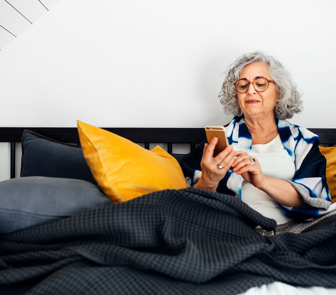 Woman browsing on her phone.