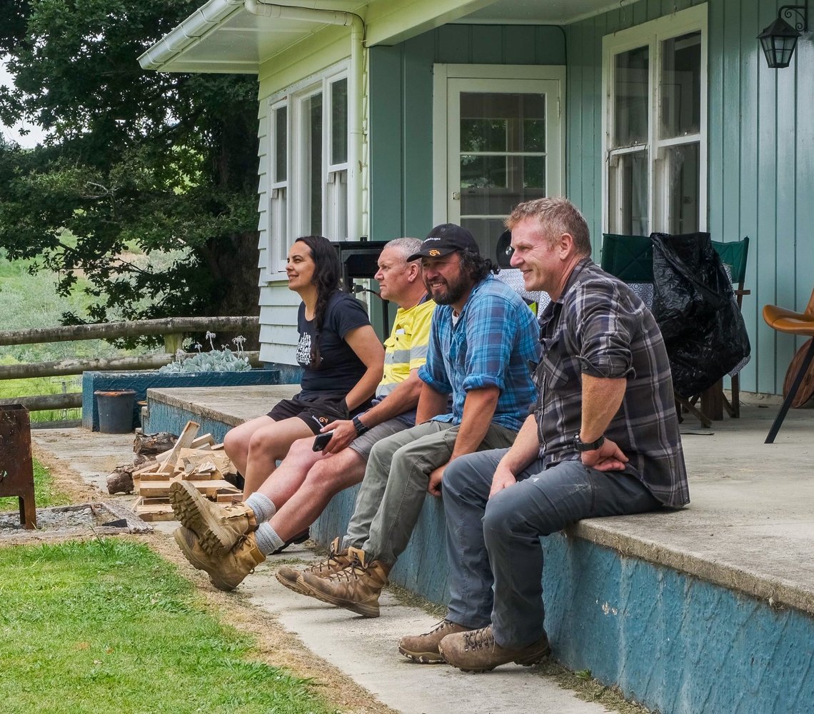 People chatting at the backyard