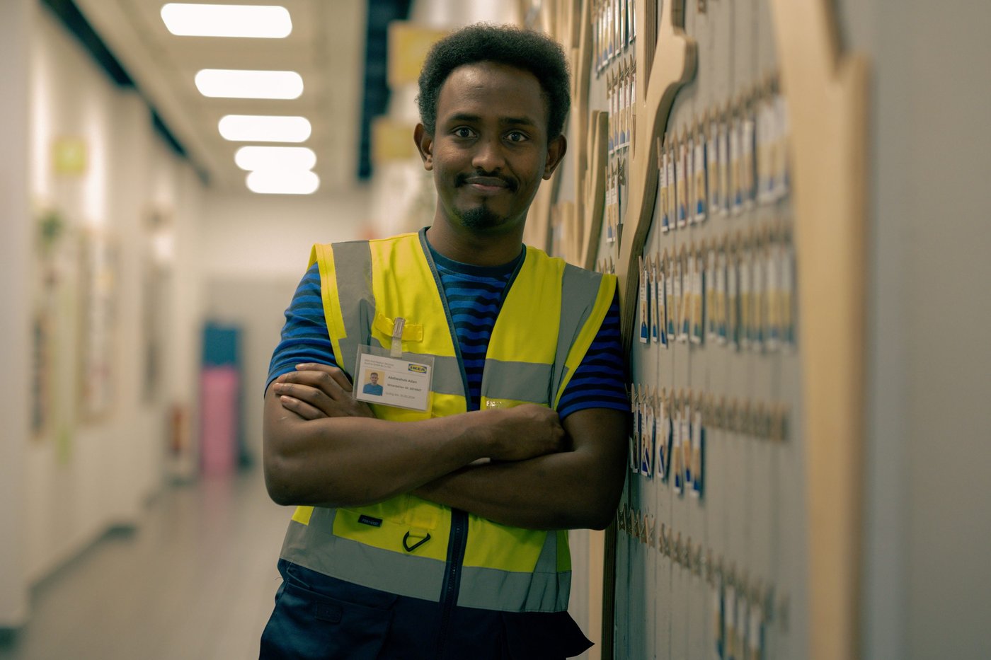 Abdii at work in the IKEA store warehouse
