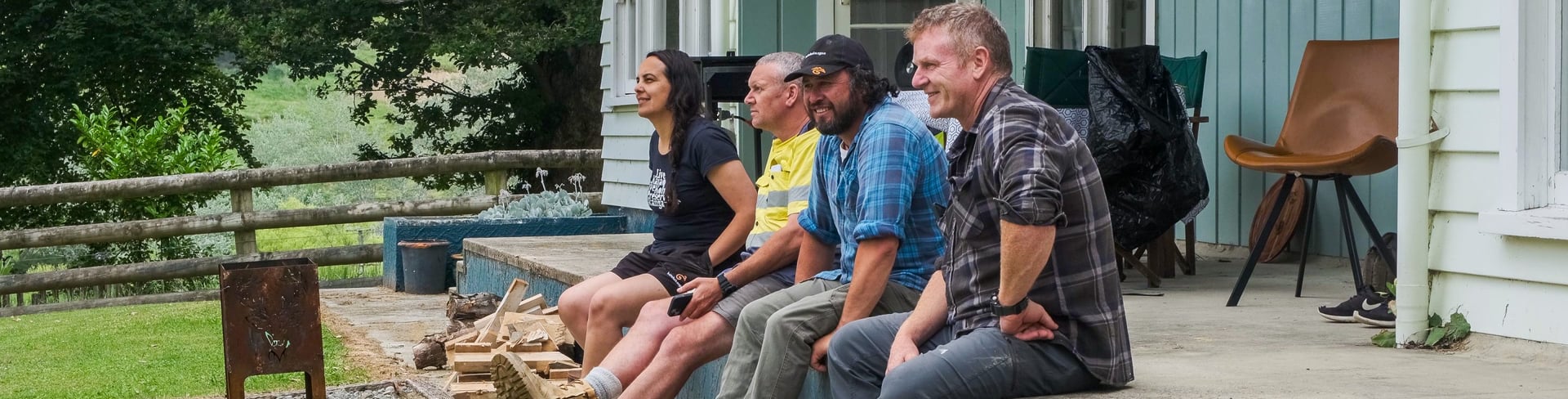 People chatting at the backyard