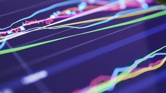 Closeup of digital graphs in bright colors