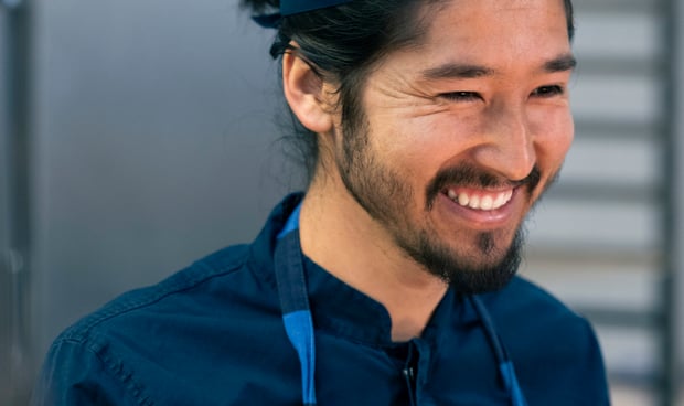 IKEA restaurant co-worker smiling.