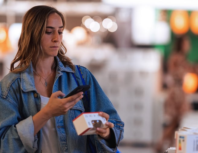 Customer scanning a product an IKEA store
