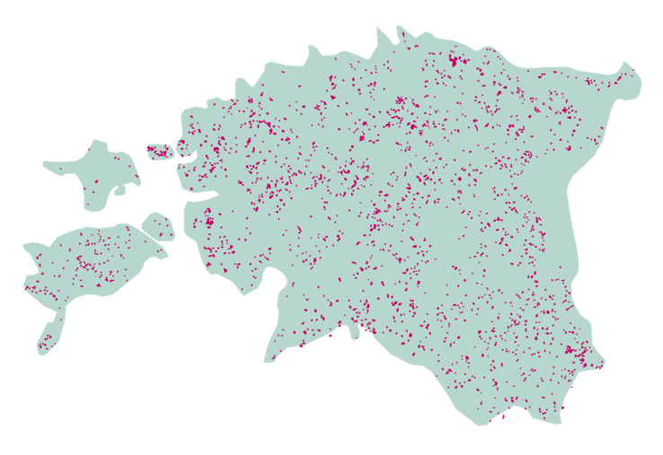 Map showing forestland in Estonia