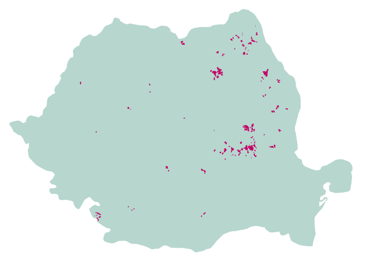 Map showing forestland in Romania