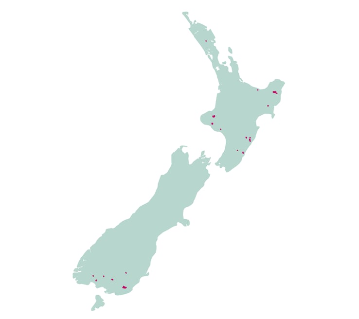 Map showing forestland in New Zealand