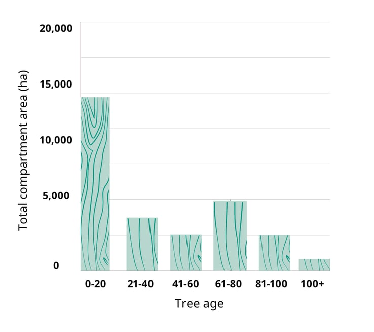 Graph showing tree ages in Estonia