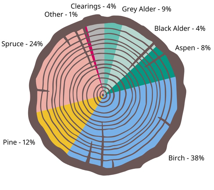 Graph showing tree species in Latvia