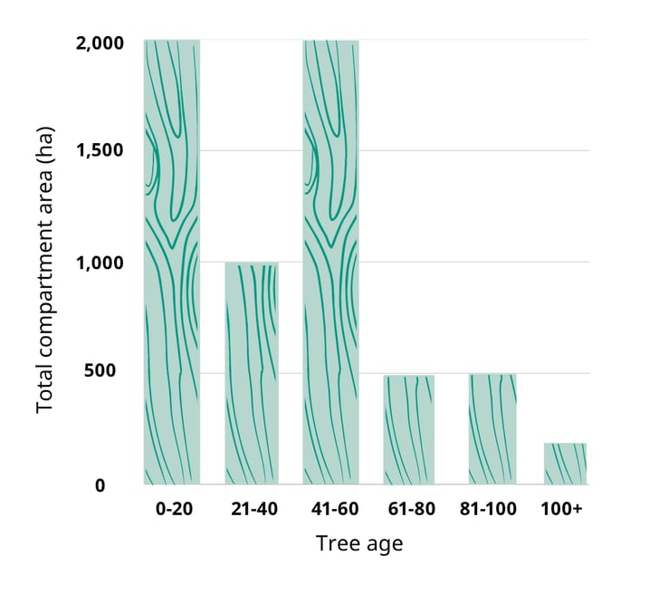 Graph showing tree ages in Finland
