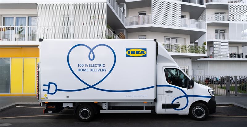 IKEA Electric vehicle parked in front of apartments 